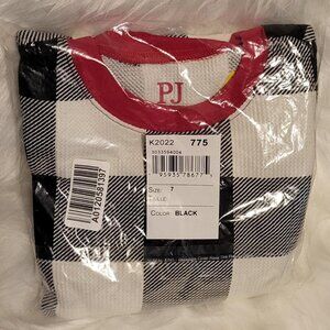 "CHILDREN'S PLACE" BLACK/WHITE BUFFALO PLAID RED TRIM PAJAMA SET - SIZE 7 [NWT]